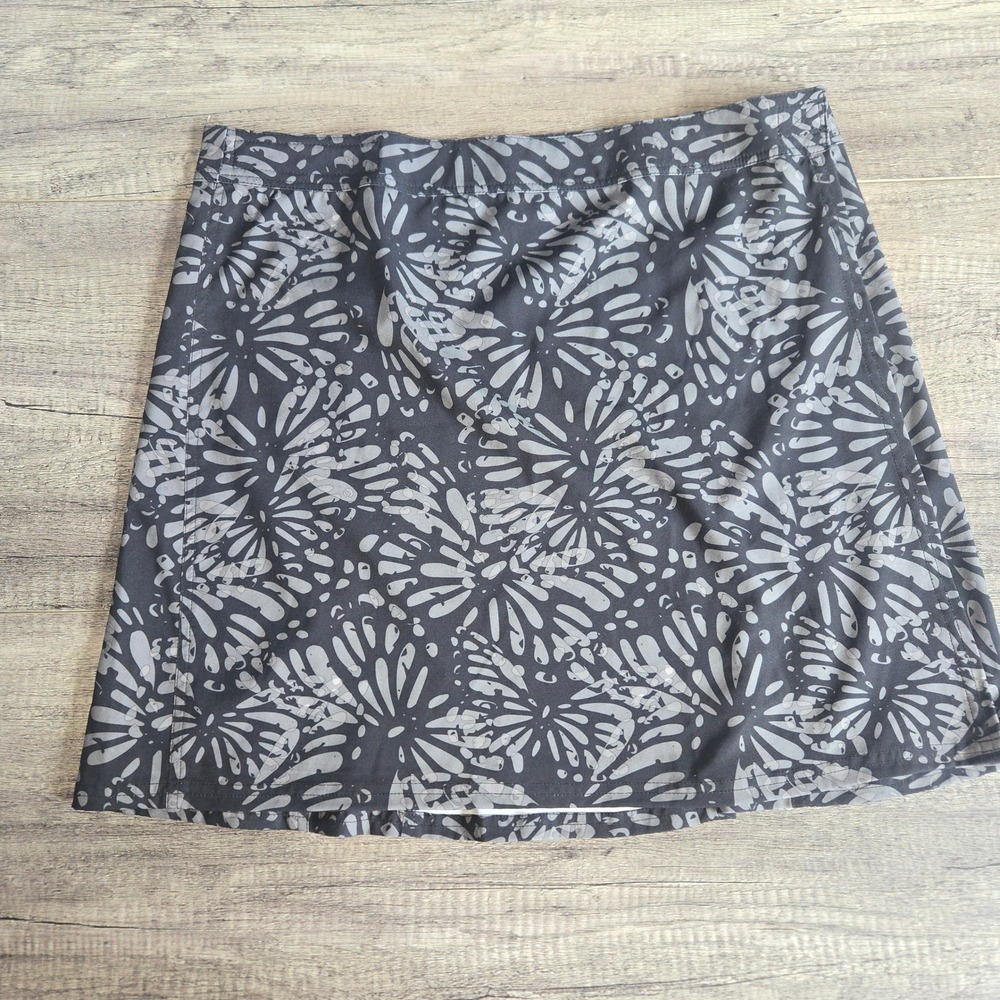 RipSkirt Hawaii Women XL Grey Black‎ Abstract Floral Wrap Skirt Quick Dry Mini